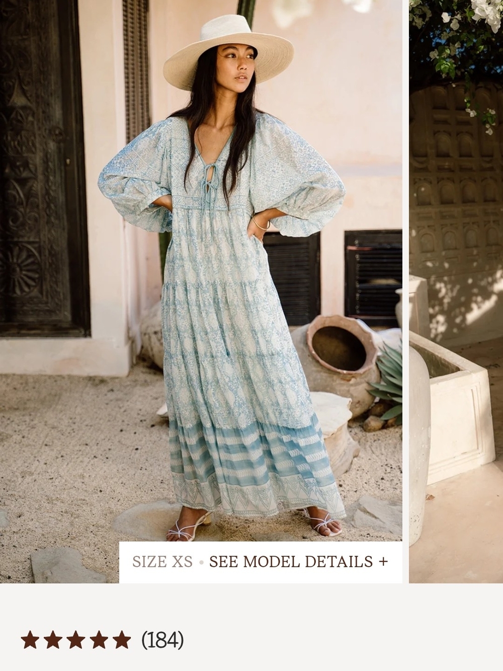 Daughters of India Pale Blue Printed Tiered Maxi Dress